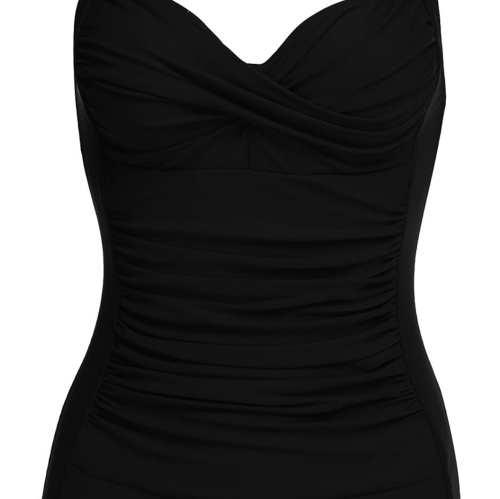 Ekouaer Women's One Piece Swimsuit Ruched Tummy Control Bathing Suits Vintage - Picture 4 of 5